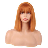Ginger Orange Short Straight Blunt Cut Fringe Bob Wig for Halloween